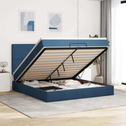 Vidaxl - Cadre De Lit Ottoman Avec Matelas Bleu 200x200cm Tissu