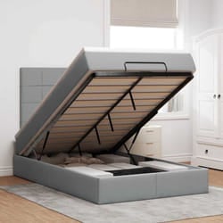 Vidaxl - Cadre De Lit Ottoman Et Matelas Gris Clair 120x200 Cm Tissu