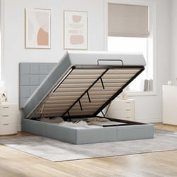 Vidaxl - Cadre De Lit Ottoman Et Matelas Gris Clair 140x190 Cm Tissu