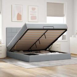 Vidaxl - Cadre De Lit Ottoman Et Matelas Gris Clair 160x200cm Tissu