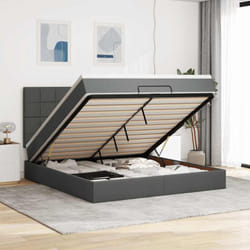 Vidaxl - Cadre De Lit Ottoman Avec Matelas Gris Foncé 160x200cm Tissu