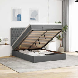 Vidaxl - Cadre De Lit Ottoman Avec Matelas Gris Foncé 140x200 Cm Tissu