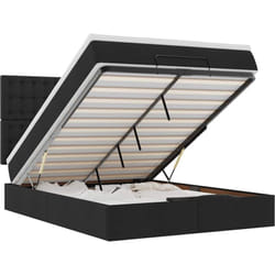 Vidaxl - Cadre De Lit Ottoman Avec Matelas Noir 140x200 Cm Tissu