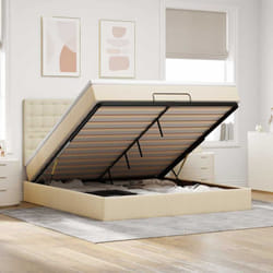 Vidaxl Cadre De Lit Ottoman Avec Matelas Crème 160x200 Cm Tissu