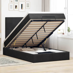 Vidaxl Cadre De Lit Ottoman Avec Matelas Noir 120x190 Cm Velours