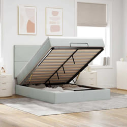 Vidaxl Cadre De Lit Ottoman Et Matelas Gris Clair 140x190 Velours