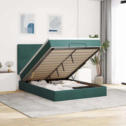 Vidaxl Cadre De Lit Ottoman Avec Matelas Vert Foncé 140x190 Cm Velours