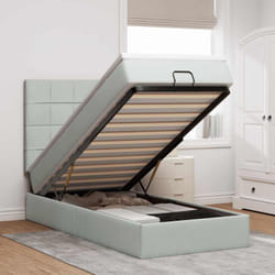 Vidaxl Cadre De Lit Ottoman Et Matelas Gris Clair 90x190 Cm Velours