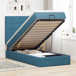 Vidaxl - Cadre De Lit Ottoman Avec Matelas Bleu Foncé 90x200 Cm Velours