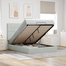 Cadre De Lit Ottoman Et Matelas Gris Clair 140x190 Velours Vidaxl