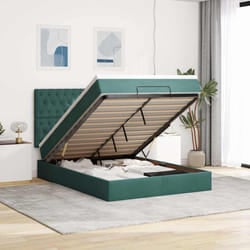 Vidaxl Cadre De Lit Ottoman Avec Matelas Vert Foncé 140x190 Cm Velours