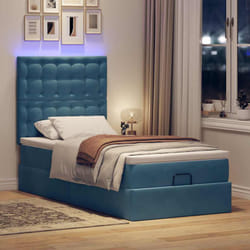 Vidaxl Cadre De Lit Ottoman Avec Matelas Bleu Foncé 80x200 Cm Velours