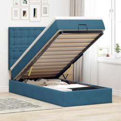 Cadre De Lit Ottoman Avec Matelas Bleu Foncé 90x190 Cm Velours Vidaxl