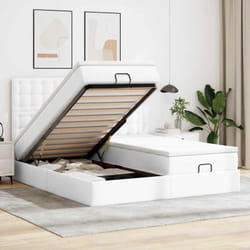 Cadre De Lit Ottoman Et Matelas Blanc Pur 200x200cm Similicuir Vidaxl
