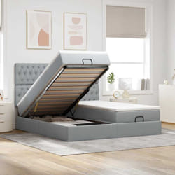 Vidaxl - Cadre De Lit Ottoman Et Matelas Gris Clair 180x200cm Tissu