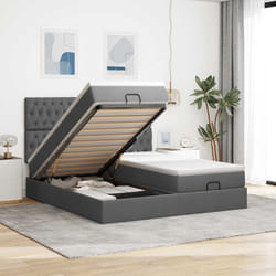 Vidaxl - Cadre De Lit Ottoman Avec Matelas Gris Foncé 180x200cm Tissu