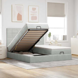 Vidaxl - Cadre De Lit Ottoman Et Matelas Gris Clair 180x200cm Velours