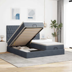 Vidaxl - Cadre De Lit Ottoman Avec Matelas Gris Foncé 200x200 Cm Velours