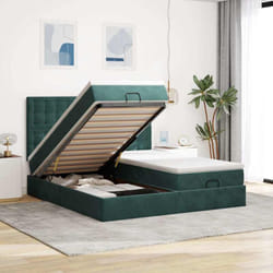 Vidaxl - Cadre De Lit Ottoman Avec Matelas Vert Foncé 180x200cm Velours