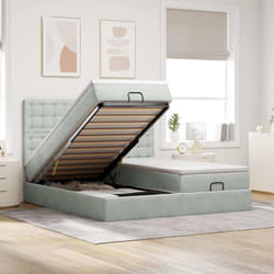 Vidaxl - Cadre De Lit Ottoman Avec Matelas Gris Clair 200x200 Cm Velours