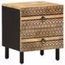 vidaXL Table de chevet noir 40x33,5x46 cm bois de manguier massif brut