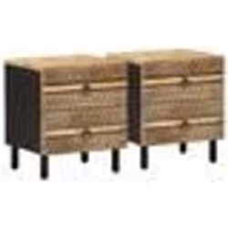 vidaXL Tables de chevet 2 pcs noir bois de manguier massif brut