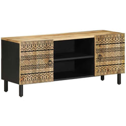 Vidaxl - Meuble tv noir 105x33,5x46 cm bois massif manguier brut