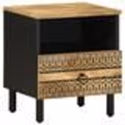 vidaXL Table de chevet noir 40x33x46 cm bois de manguier massif brut