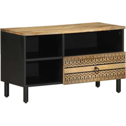Meuble tv noir 80x33,5x46 cm bois massif manguier brut Vidaxl