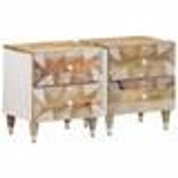 vidaXL Tables de chevet 2 pcs 40x33,5x46 cm Bois de manguier solide