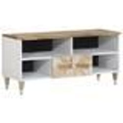 vidaXL Meuble TV 100x335x46 cm bois massif de manguier banc TV meuble hifi centre de divertissement buffet TV meuble 4018680