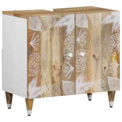 vidaXL Armoire lavabo de salle de bain bois massif de manguier meuble sous lavabo meuble de lavabo placard de salle de 4018683