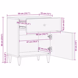 Table De Chevet Avec Tiroir Multicolore 50 X 33 X 60 Cm Vidaxl - Vue supplémentaire 2