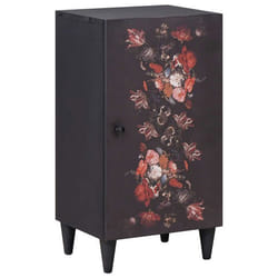 Armoire de rangement multicolore - vidaXL - 40x335x75 cm - Bois de mangue massif - Motif floral - Poignées en laiton