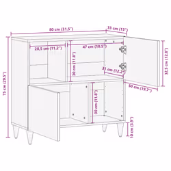 Armoires De Rangement Avec Porte Multicolore 80 X 33,5 X 75 Cm Vidaxl - Vue supplémentaire 2