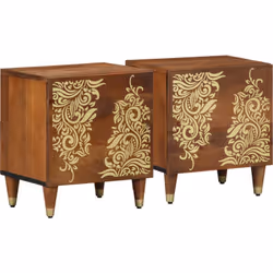 Ce set de tables de chevet en bois massif marron miel va vraiment rehausser ta déco de chambre avec son style et sa fonctionn ...