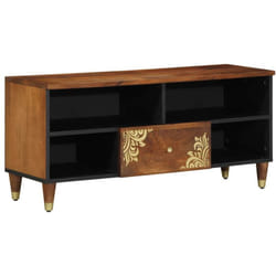 Meuble Tv Marron 100 X 33.5 X 46 Cm Bois De Manguier Massif Vidaxl