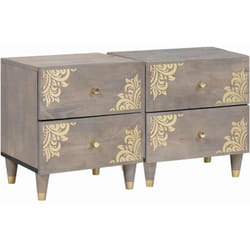 Cabinet De Chevet Avec Tiroir 2 Pcs Gris 40 X 33 X 46 Cm Vidaxl