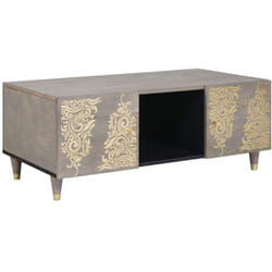 Table Basse Gris 100 X 54 X 40 Cm Bois De Manguier Massif Vidaxl