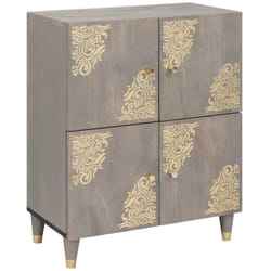 Buffet Gris Et Or 60 X 33 X 75 Cm Bois De Manguier Massif Vidaxl