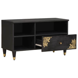 Meuble Tv Noir 80 X 33 X 46 Cm Bois De Mangue Massif Vidaxl