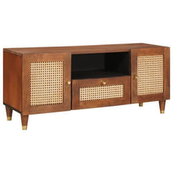 Meuble TV - VIDAXL - Console 105 x 335 x 46 cm - Bois de manguier massif - Marron - 1 tiroir 2 portes
