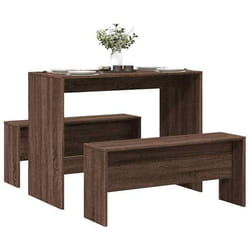vidaXL Ensemble table à manger et bancs 3 pcs bois dingénierie ensemble de table à manger table à manger avec bancs 855537