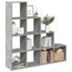 vidaXL Étagère séparatrice de pièce à 4 niveaux gris béton étagère étagère à livres étagère de rangement bibliothèque 857970
