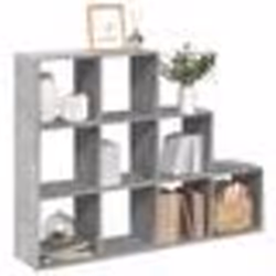 vidaXL Étagère séparatrice de pièce à 3 niveaux gris béton étagère étagère à livres étagère de rangement bibliothèque 857979