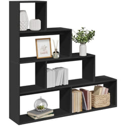 Tagère séparatrice de pièce 4 niveaux noir 143,5x29x143,5 cm - Vidaxl