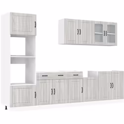 Cet ensemble de meubles de cuisine de 7 pièces, au design élégant, optimise votre espace de cuisine et offre un espace de ran ...