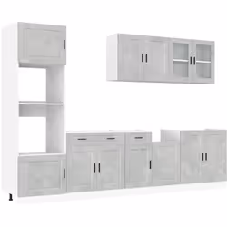 Cet ensemble de meubles de cuisine de 7 pièces, au design élégant, optimise votre espace de cuisine et offre un espace de ran ...