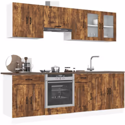 Cet ensemble de meubles de cuisine de 8 pièces, au design élégant, optimise votre espace de cuisine et offre un espace de ran ...