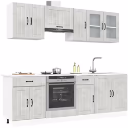 Cet ensemble de meubles de cuisine de 8 pièces, au design élégant, optimise votre espace de cuisine et offre un espace de ran ...